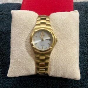 Citizen Ladies Gold Watch, Pearl Face with Date Feature